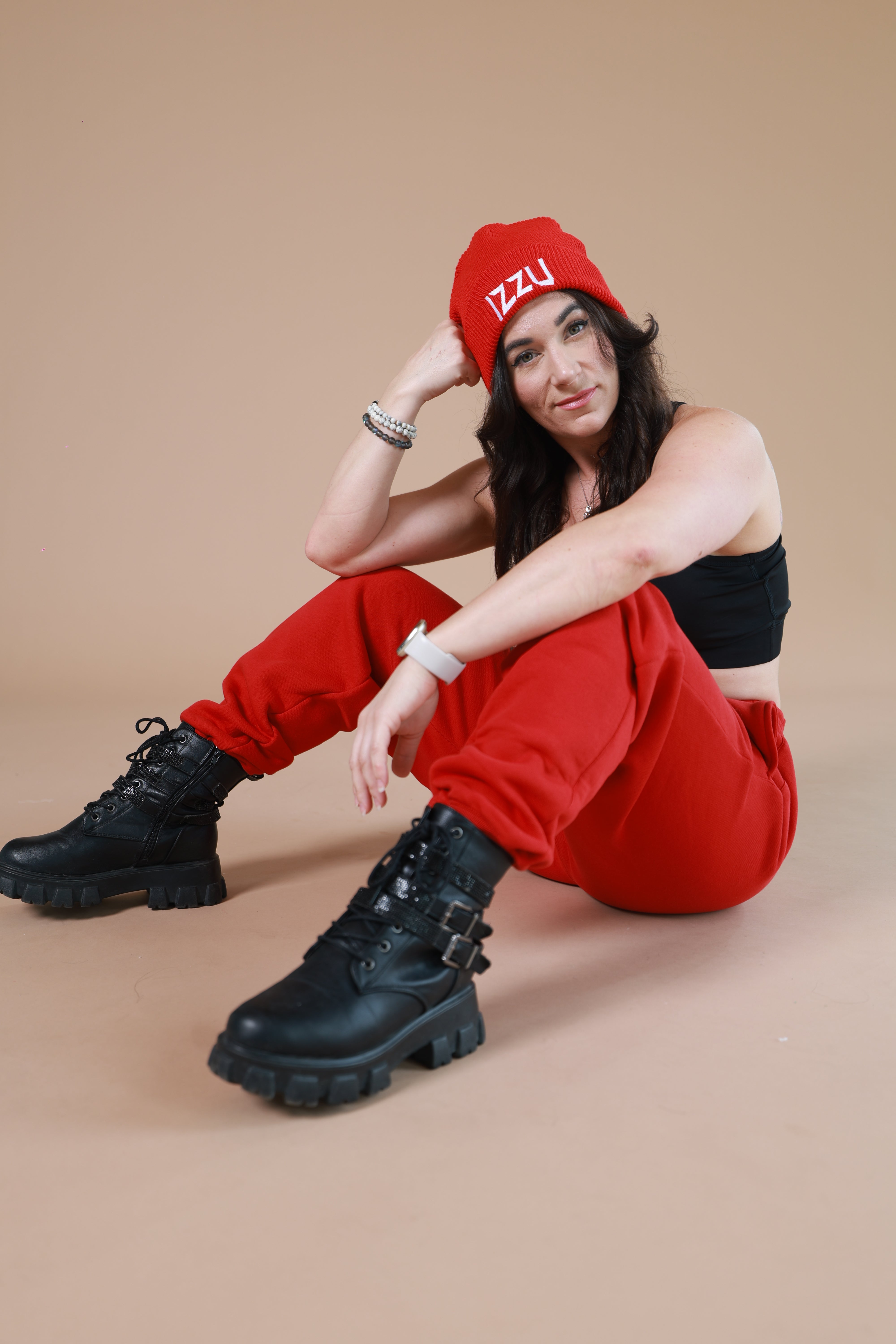 Red wool cap | Puffer Jacket | Sweatshirts