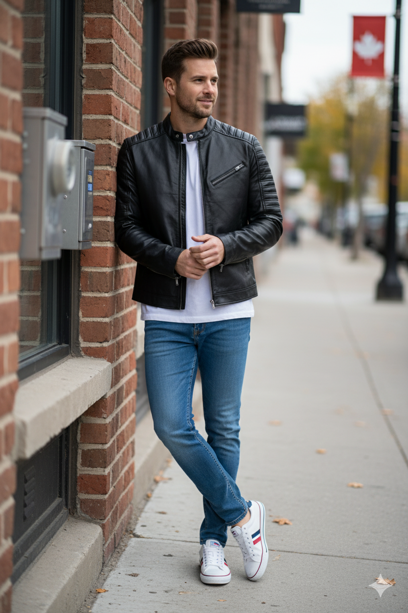 Insulated Leather Jacket for Cold Weather