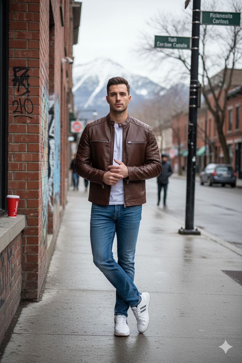 Insulated Leather Jacket for Cold Weather