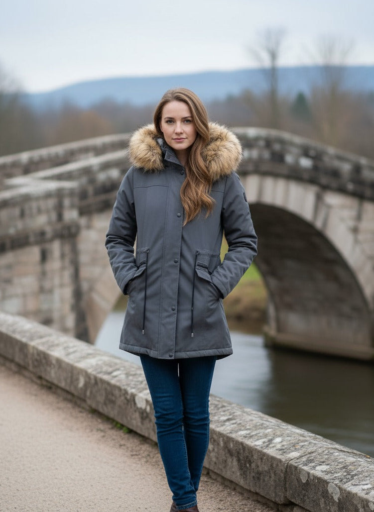 Ladies Twill Jacket with Sharpa Fur Inside