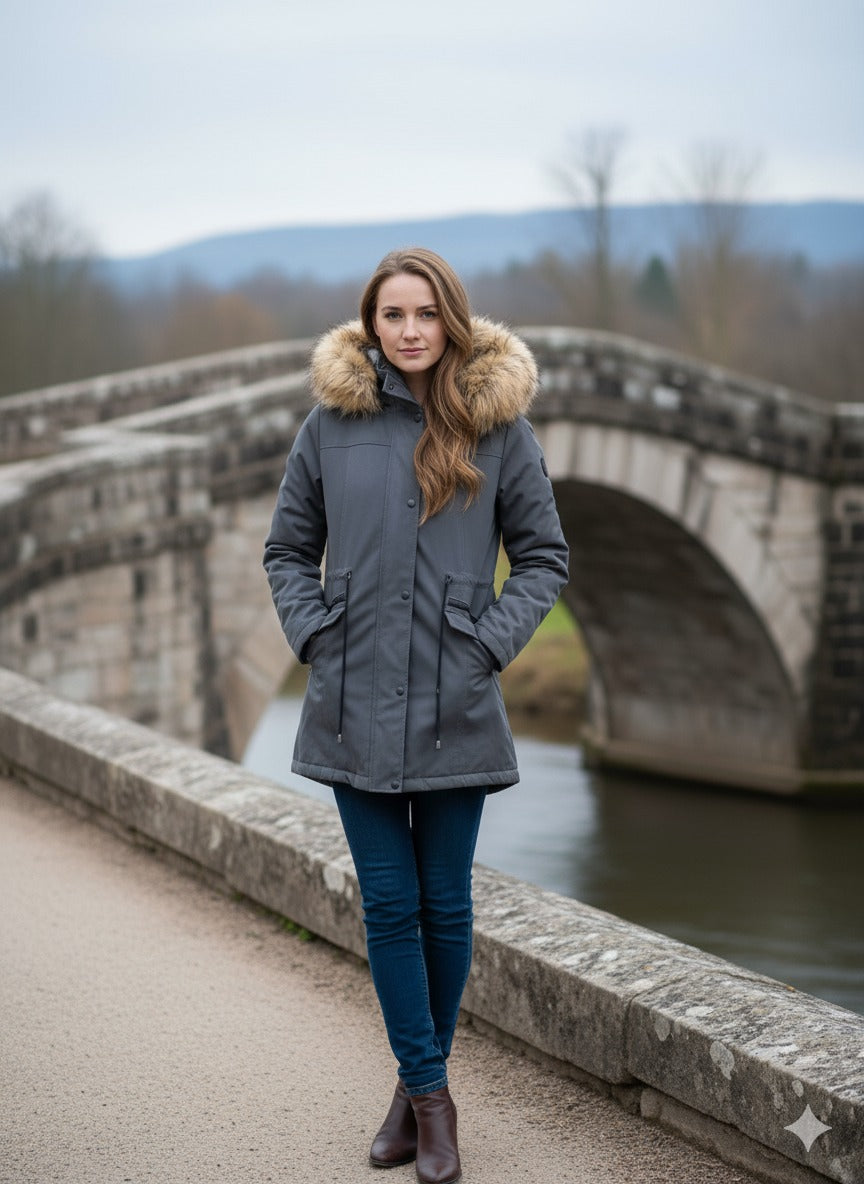 Ladies Twill Jacket with Sharpa Fur Inside