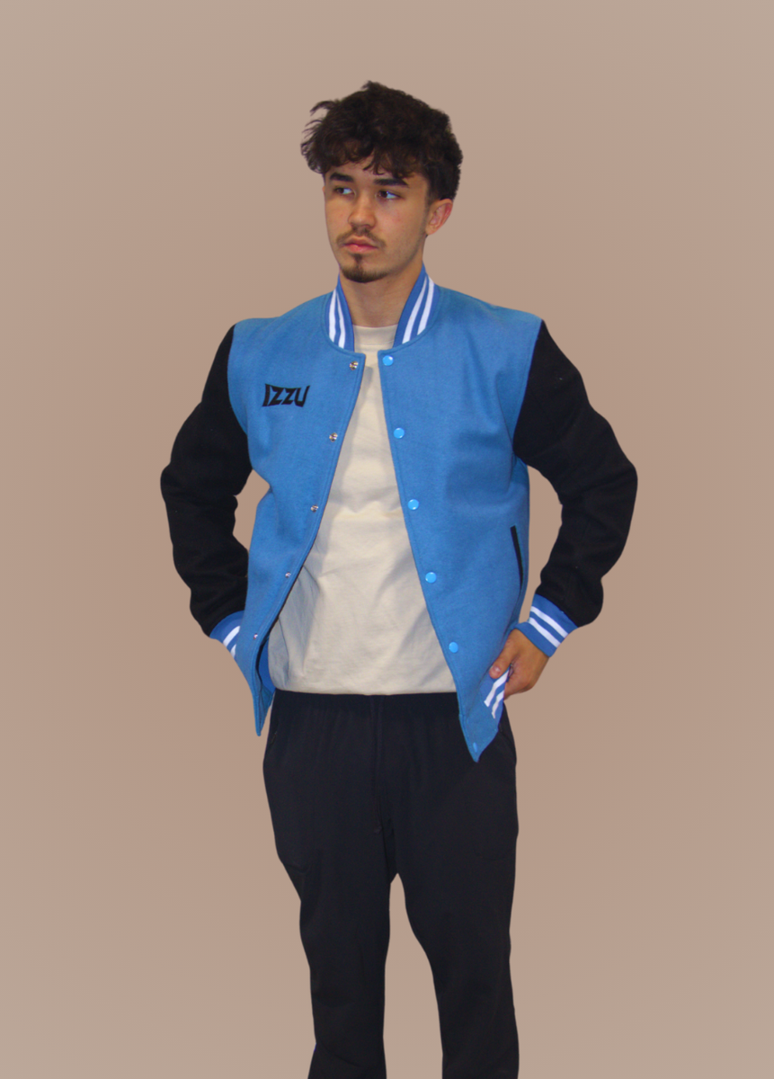 Blue and black letterman jacket outlet
